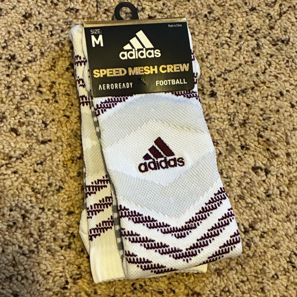 Maroon, Grey & White Adidas Speed Mesh Crew football, soccer, lacrosse NWT